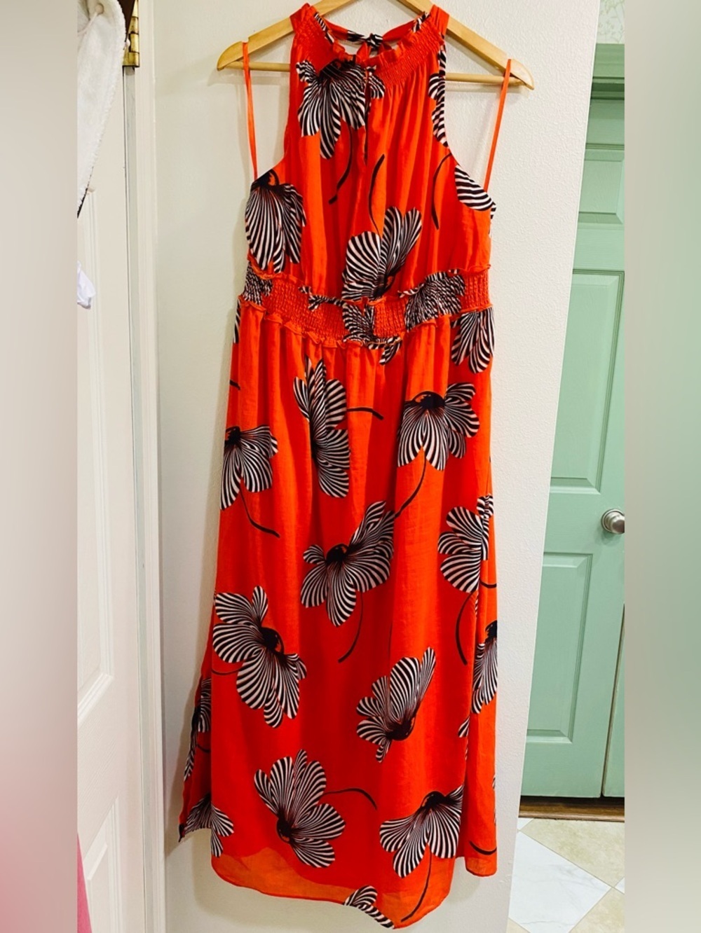 Ann Taylor Bright Orange Floral Print Dress